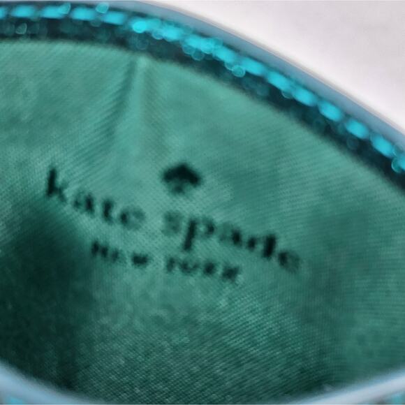 Kate Spade Wallet Credit Cardholder Teal Slim Glitter Box Gift 3 x 4 inches New - Picture 3 of 7